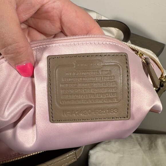 Coach Ashley Dotted Op Art Satchel — Khaki/Taupe & Cream NWT - Picture 7 of 10